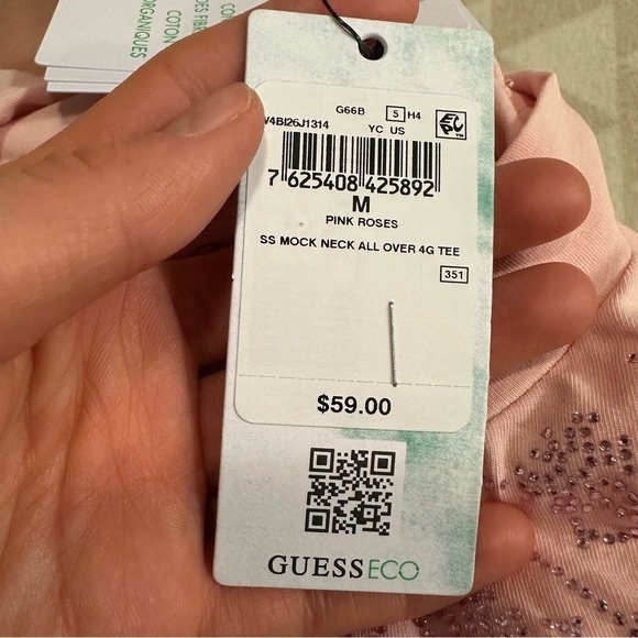 GUESS
Women's Mock-Neck Logo Short-Sleeve Top blush pink roses - Picture 3 of 3